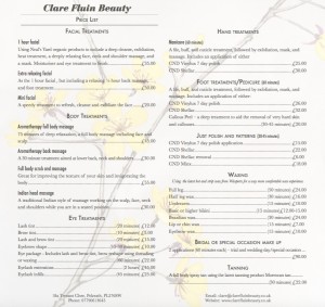 clare-fluin-beauty-price-list-treatments-north-cornwall